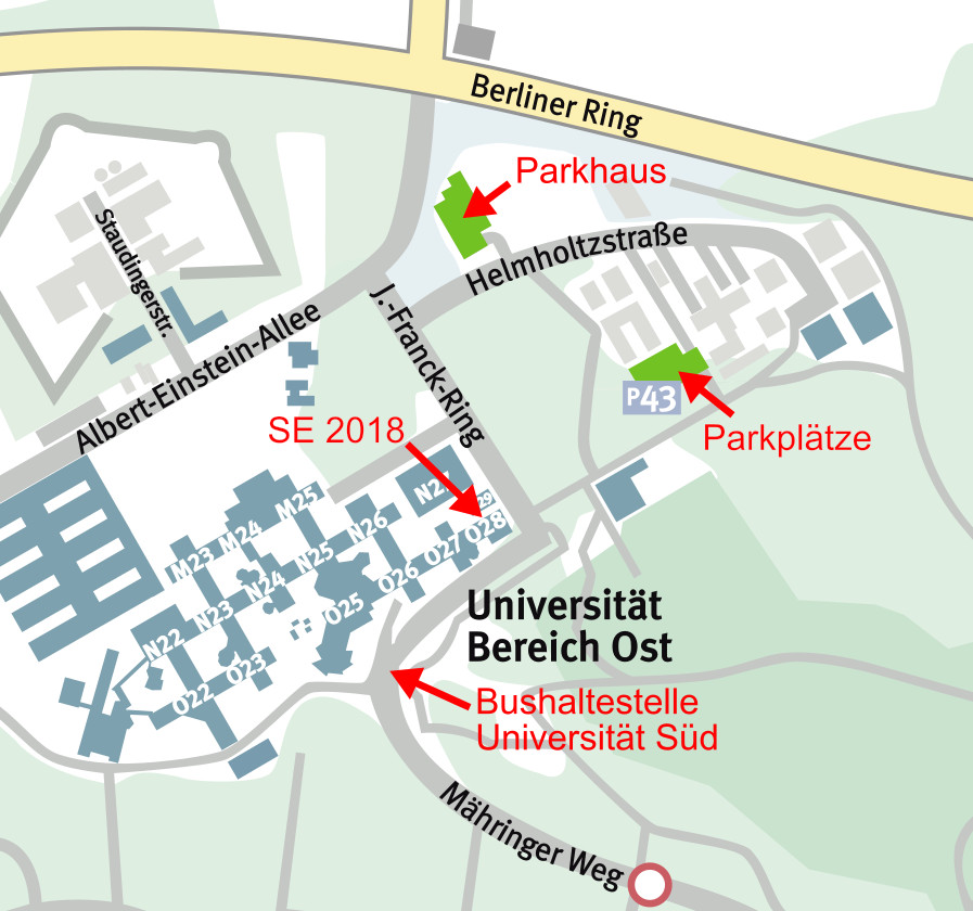 Map of area around Ulm University